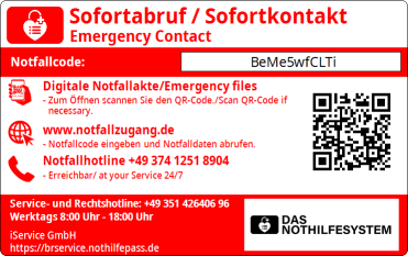 NotHilfePass Rückseite